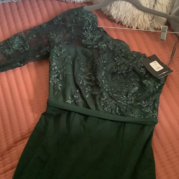 Emerald Green Fashion Nova Lace Maxi Dress, Size Small - Picture 9 of 10